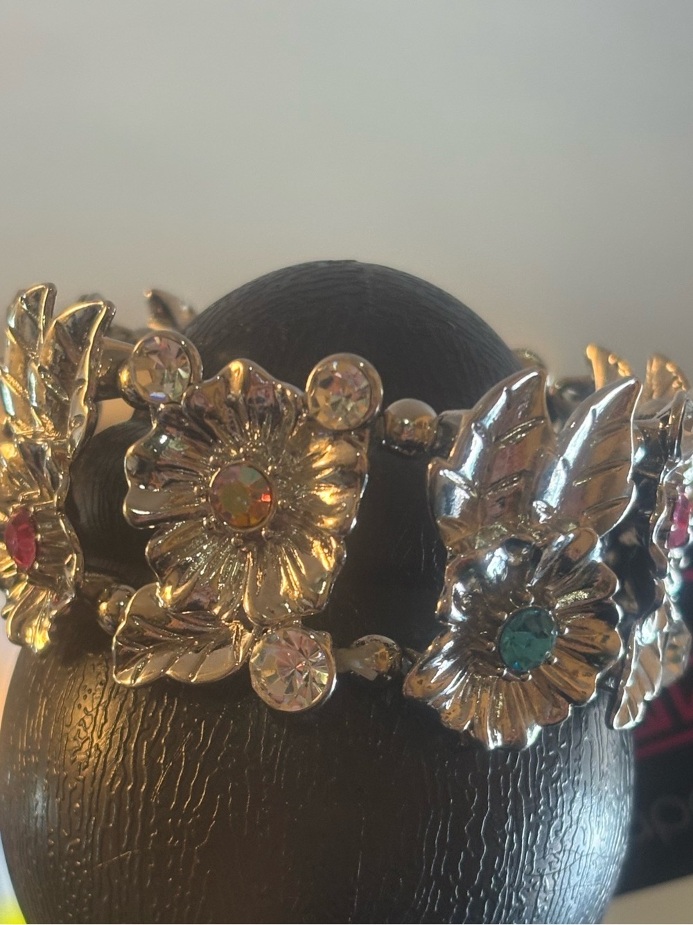Silver Floral Crystal Stretch Bracelet - Women's Accessories